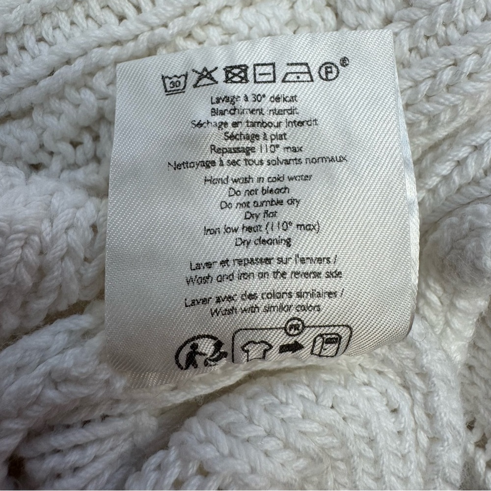 Sezane Beryl Cardigan Sweater Women XL Cable Knit Organic Cotton Reversible Butt - Picture 13 of 14